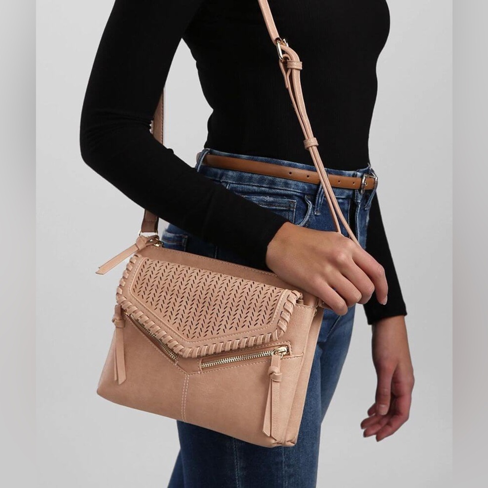 Madison West Perforated Crossbody Bag Purse in Navy